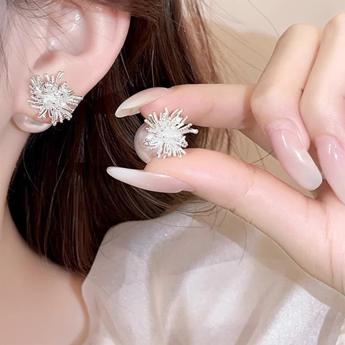 Women's One Style For Firework Pearl Niche Design Unique Fashion Exquisite Stud Earrings