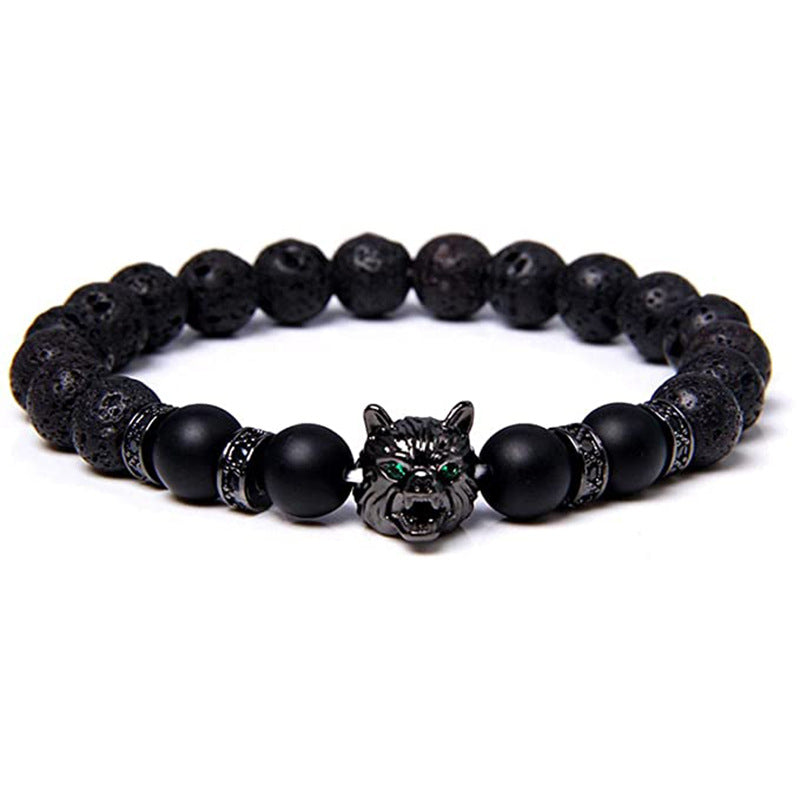 Bracelets en Zircon incrustés de Micro tête de loup dominateur pour hommes