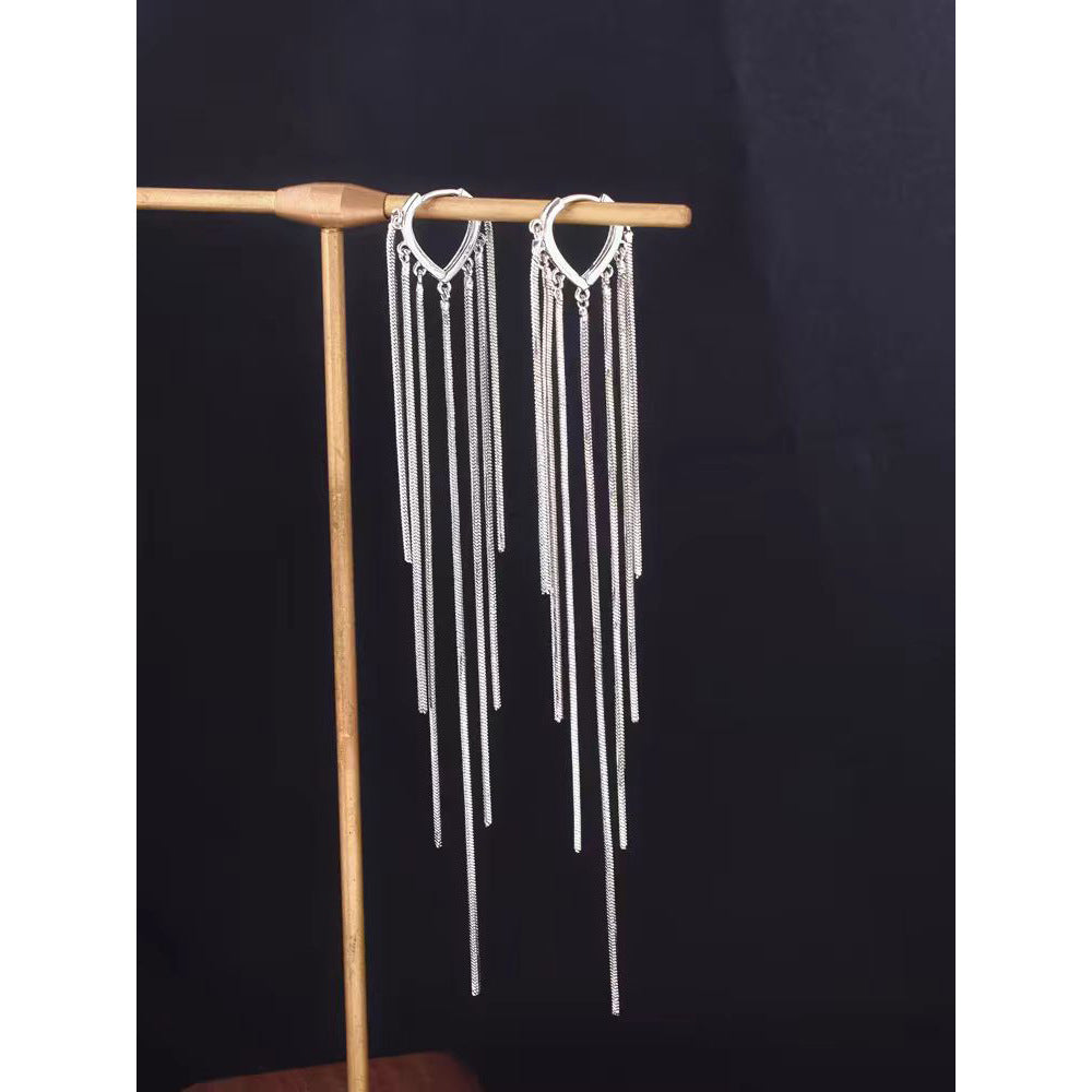High-grade Elegant Trendy Long Chain Tassel Slim Ear Buckle