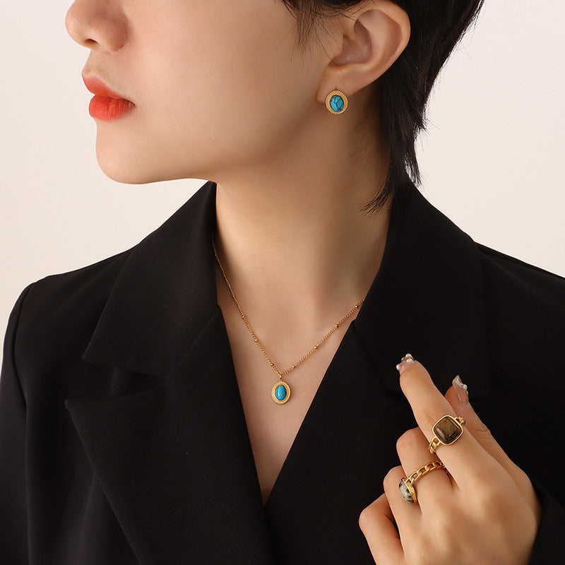Women's French Bohemian Personality Fashion Retro Light Luxury Turquoise Opal Rings