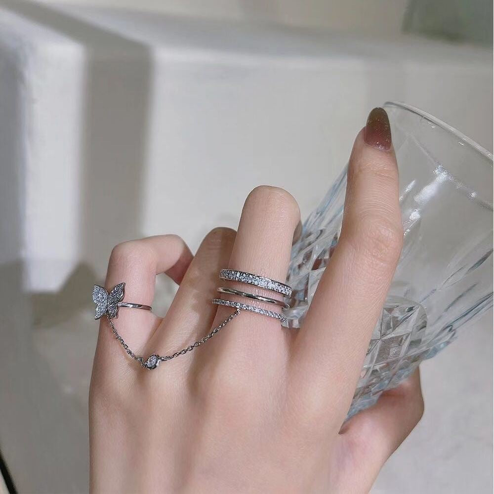Clearance Vintage Creative Heart Hollow Butterfly Rings