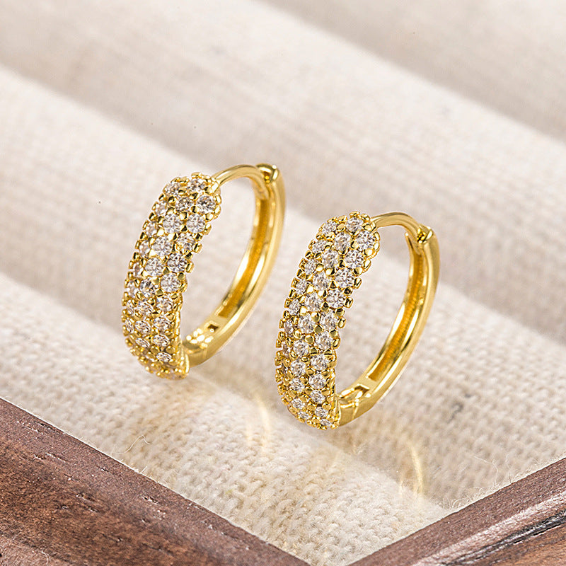 Circle Zircon Trendy Design Full Diamond Super Flash Exquisite Versatile Earrings