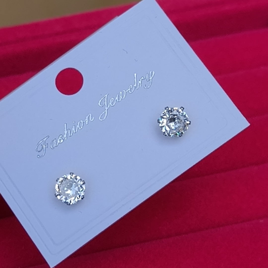 Men's Cross Five-pointed Star Black Zircon Stainless Steel Stud Earrings