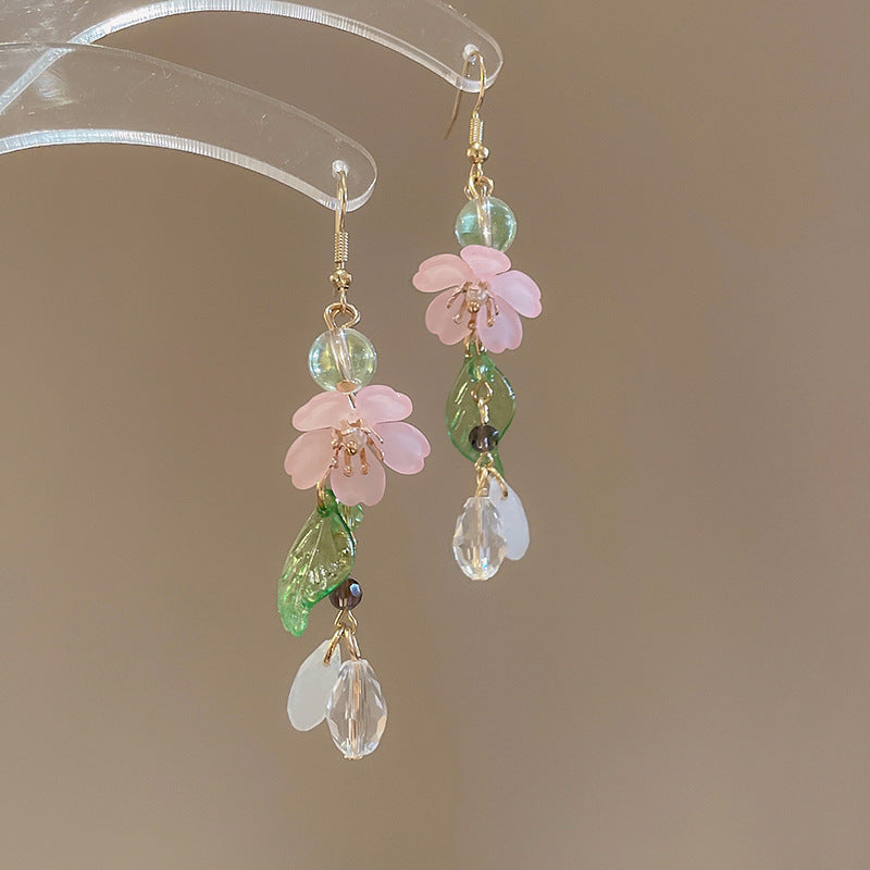 Sier Needle Acrylic Colorful Flower Sweet Earrings