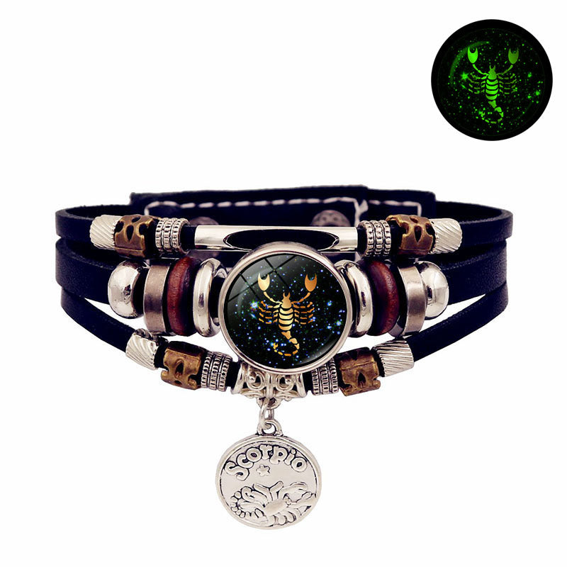 Women's & Men's & Luminous Constellation Leather And Couple Gifts Handmade Beaded Creative Bracelets