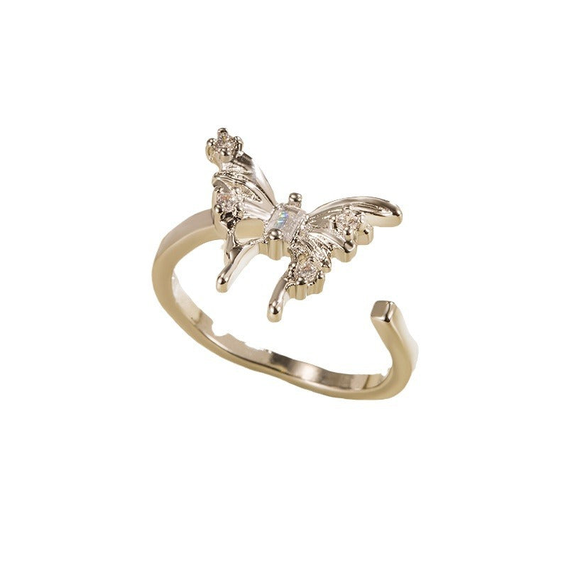 Irregular Three-dimensional Butterfly Opening Female Niche Design Adjustable Rings