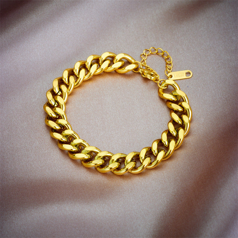 Fashion Vintage Metal Hip Hop Punk Gold-plated Titanium Steel Necklaces