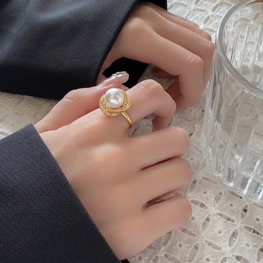 Korean Style Affordable Luxury Premium Pearl Minority Refined Zircon Rings