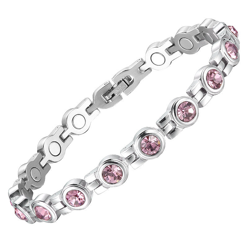 Bracelets simples en acier inoxydable avec strass et Zircon pour femmes