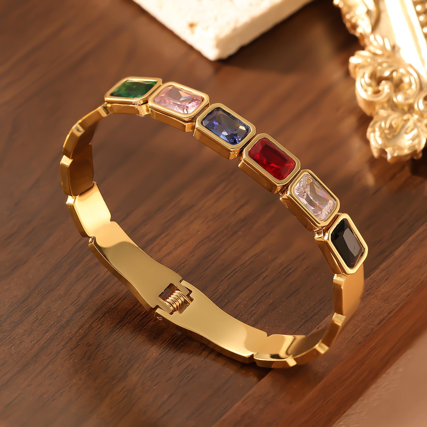 Steel Square Colored Design Trendy Cool Bracelet