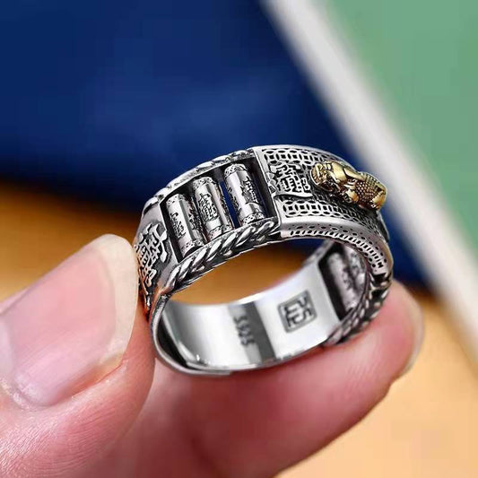 Women's & Men's Papas Right Rain Rotatable Personality Retro Lucky Ring