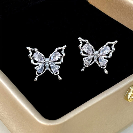 Fashion Zircon Butterfly Super Versatile Delicate Earrings