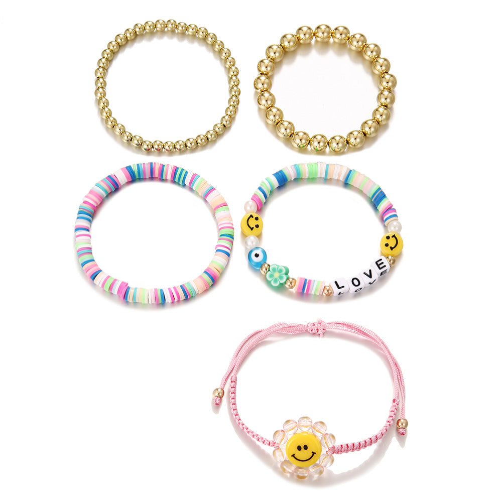 Bohemian Beads Suit Colorful Polymer Clay Smile Bracelets