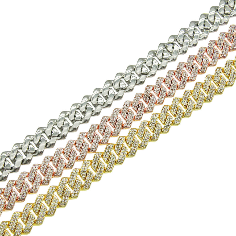 Women's & Men's & Hop Style And Cuban Link Chain Full Diamond Necklaces