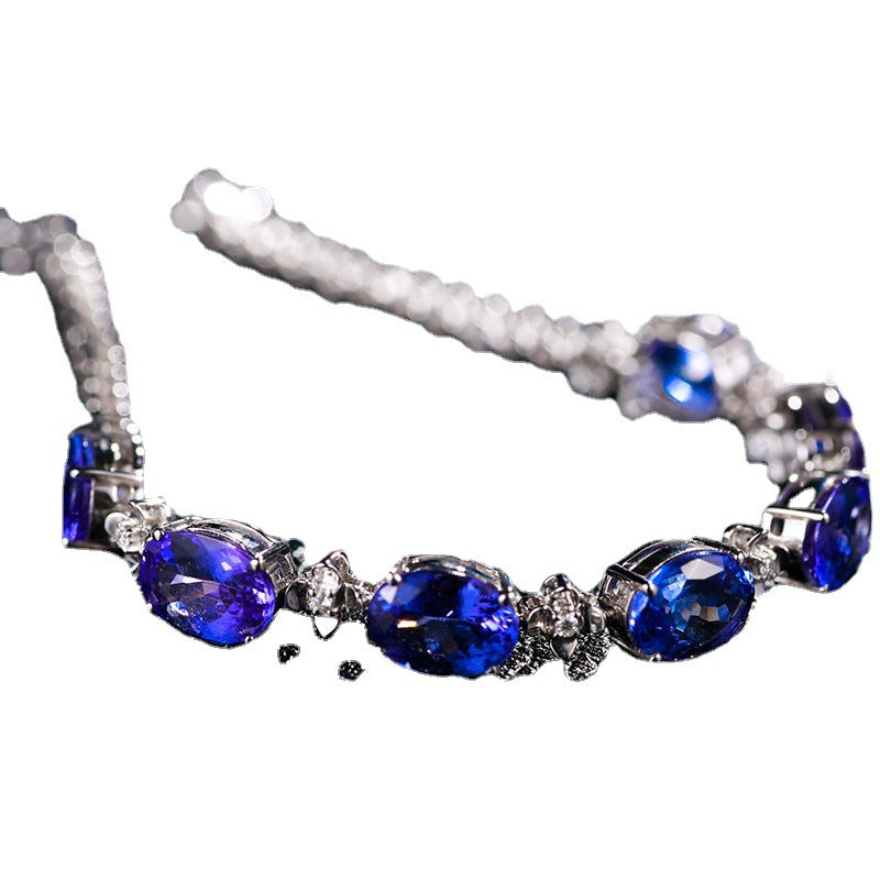 Colored Gems Series Creative Sapphire Sier Bracelets