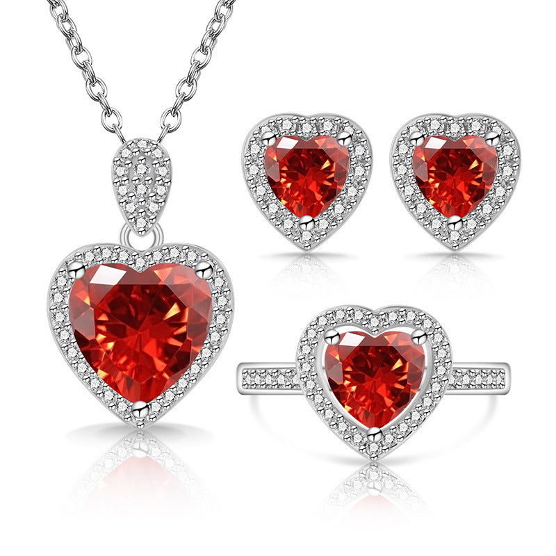 Streaming Fashion Colored Gems Crystal Suit Love Jewelry Set