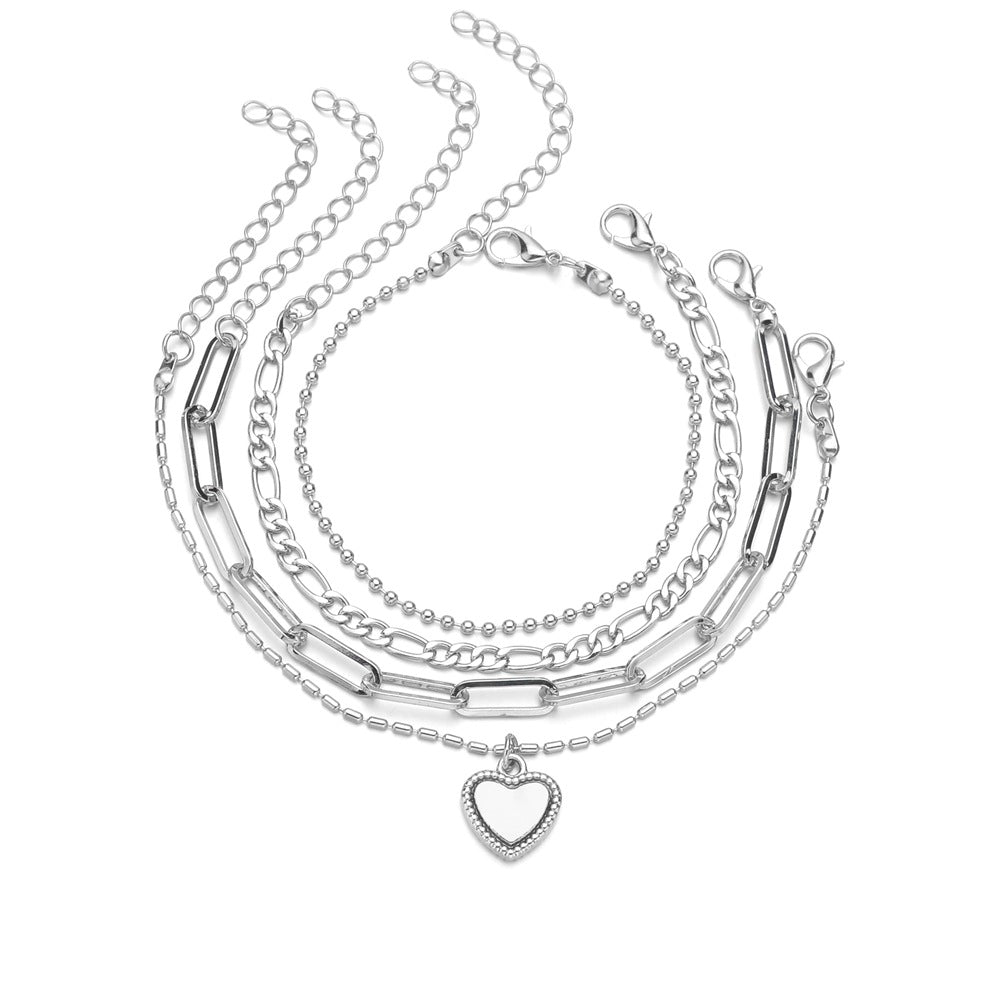 Bracelets d'ornement en métal réglables avec chaîne à pendentif d'amour