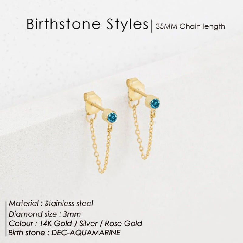 December Not Stainless Steel Tassel Light Luxury Color Earrings