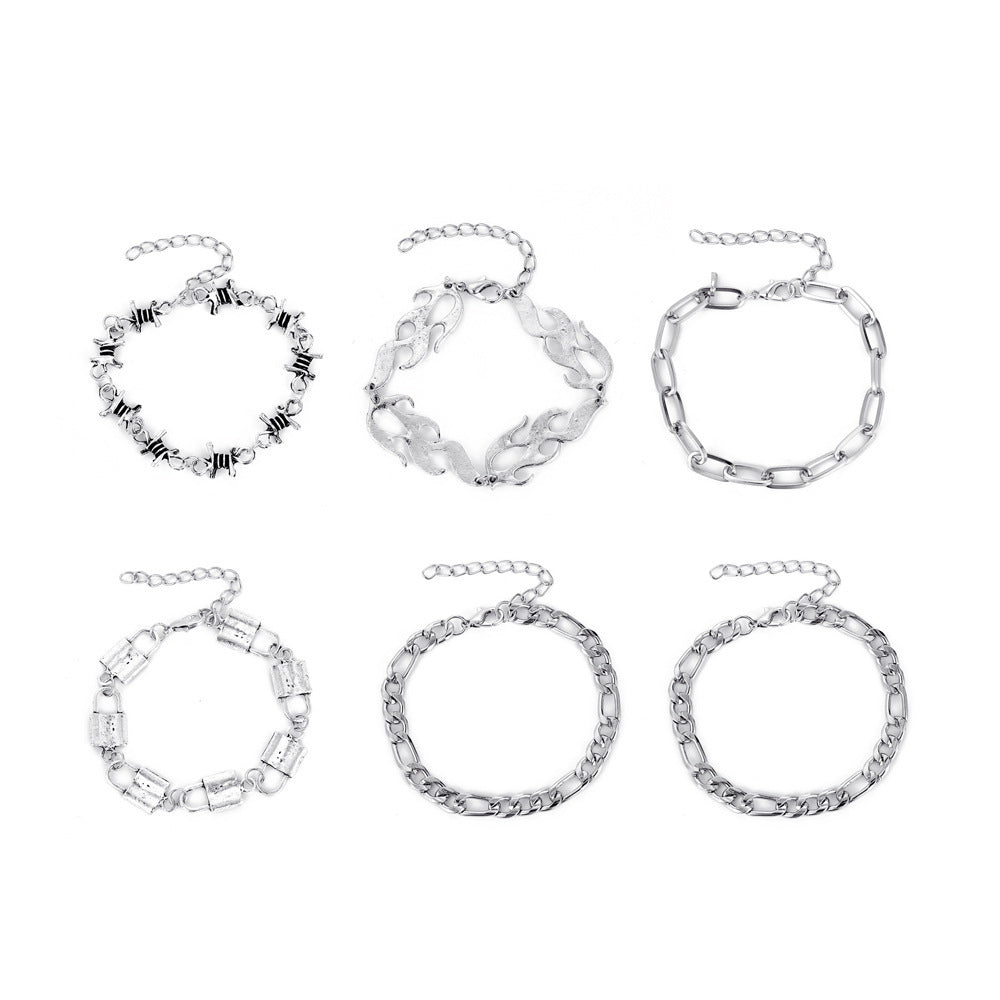 Thorns Flame Retro Metal Thick Chain Bracelets