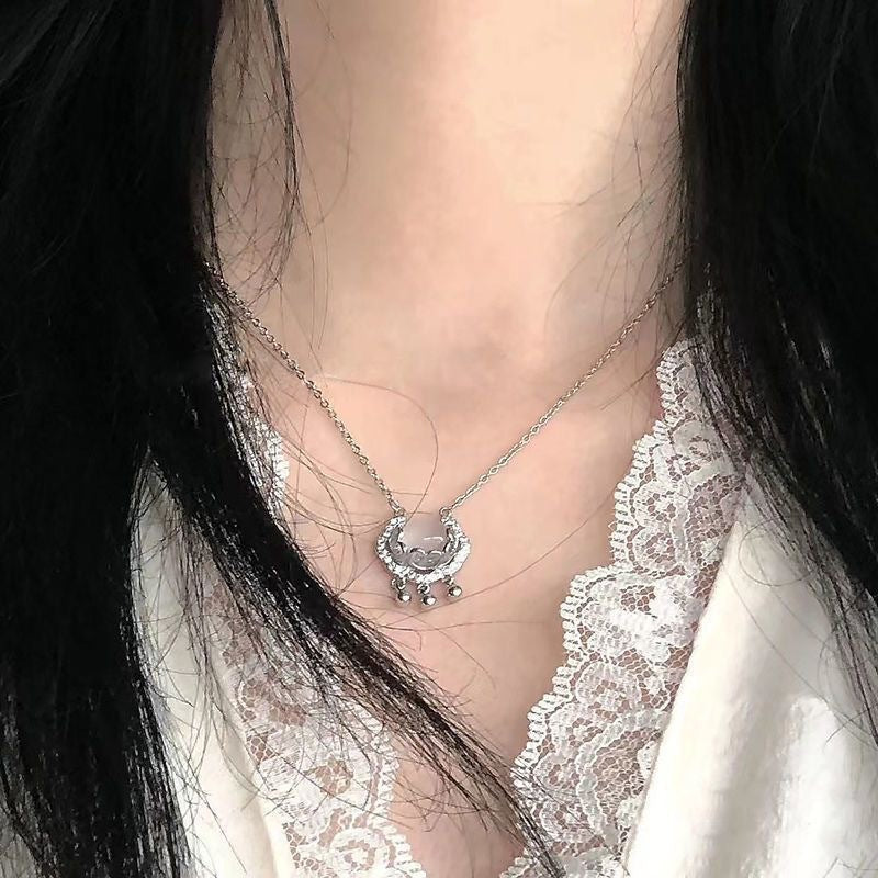 Peaceful Auspicious Advanced Light Luxury Minority Chinese Design White Necklace