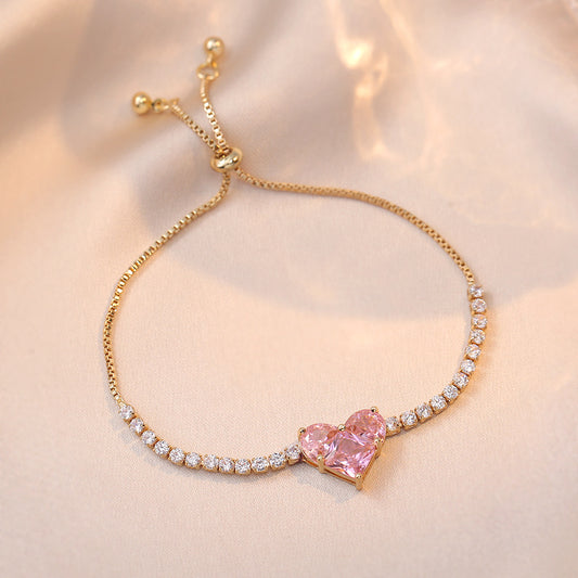 Women's Luxury Heart-shaped Zircon Adjustable Fashion Design Bracelets