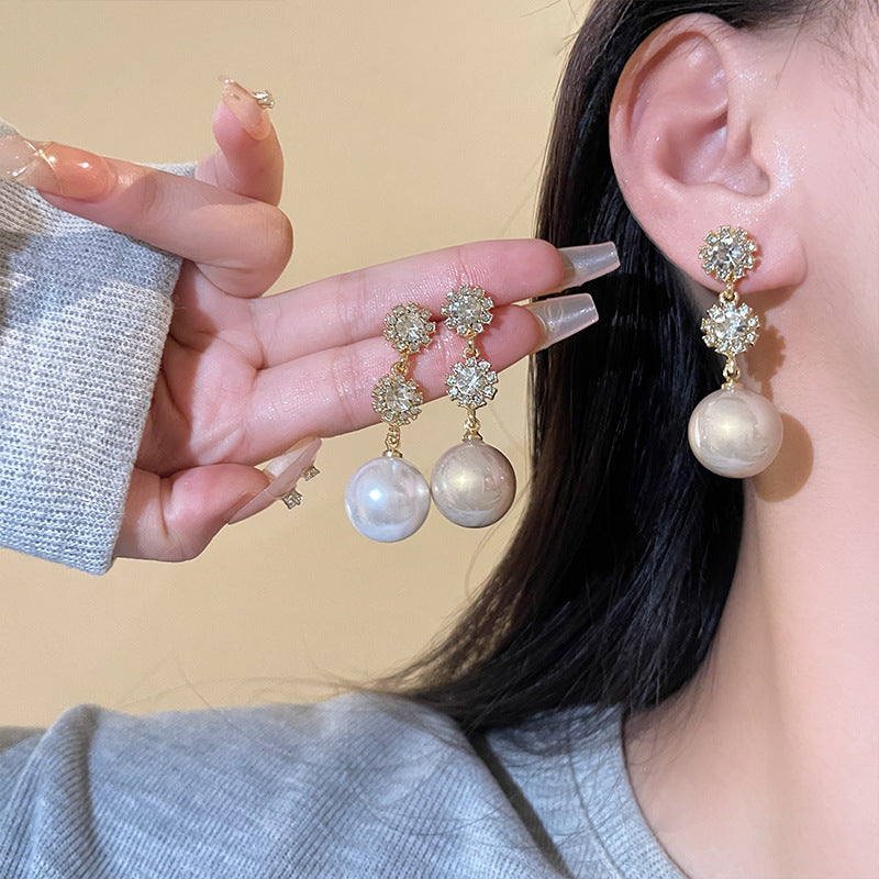 Boucles d'oreilles fleur pour femmes, luxe léger, Design avancé, Style français