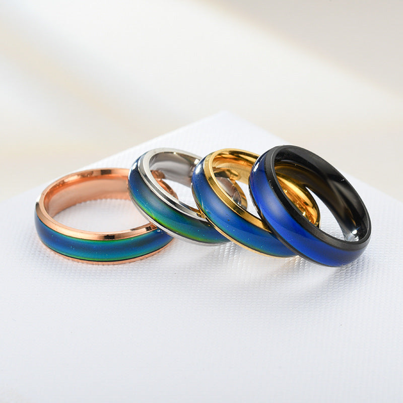Mood Temperature Change Titanium Steel Couple Ring