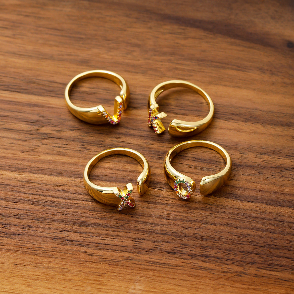 Letters Gold Plated Cell Phone Finger Ring