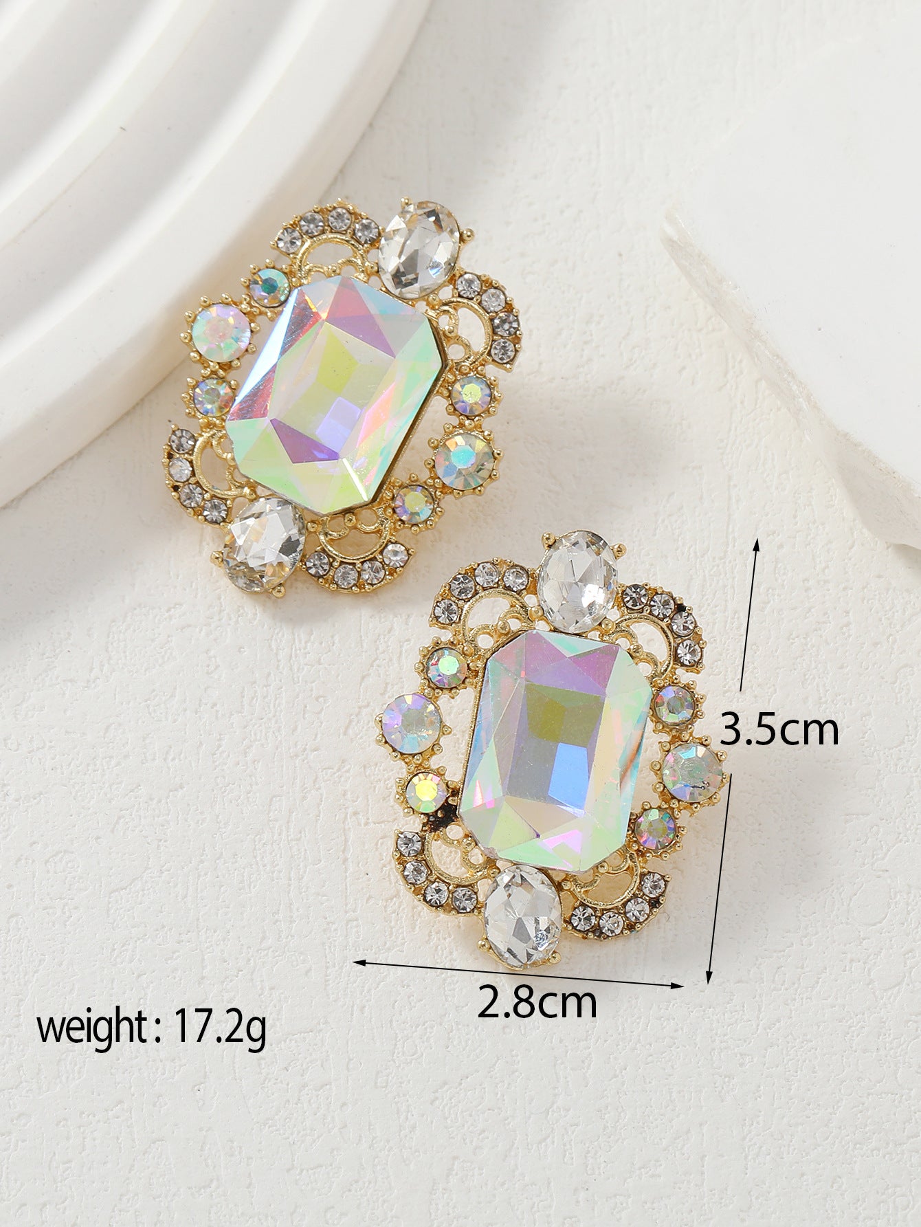 Style Gem Series Geometric Square Water Stud Earrings