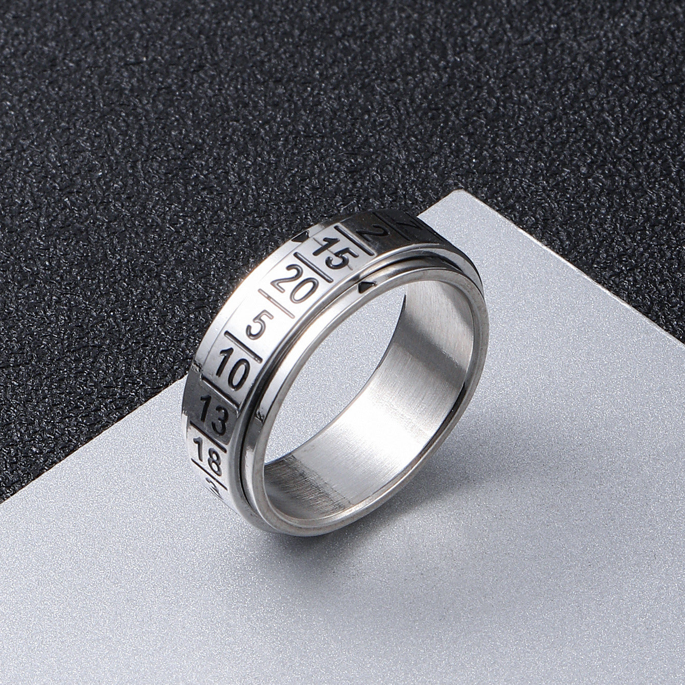 Simple Rotatable Titanium Steel Digital Personalized Rings