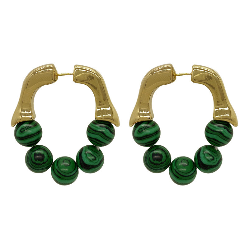 Boucles d'oreilles personnalisées de style givré, Design vert rétro, haut sens