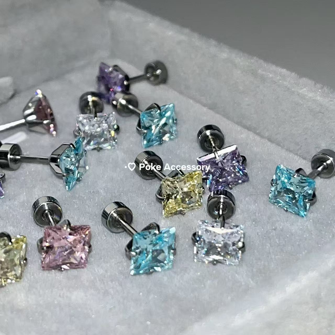 Color Small Rock Candy Sweet Square Rings