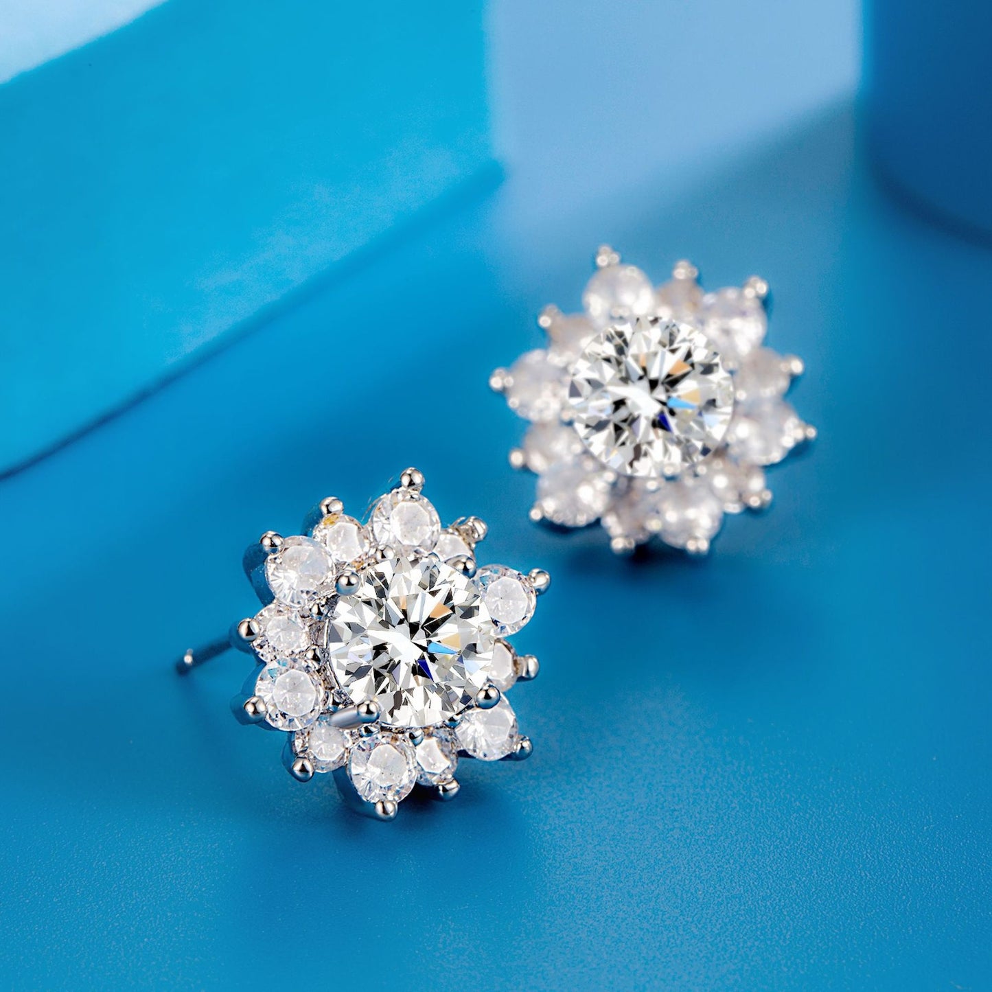 Women's Broadcast Zircon Sunflower High-grade Full Diamond Earrings