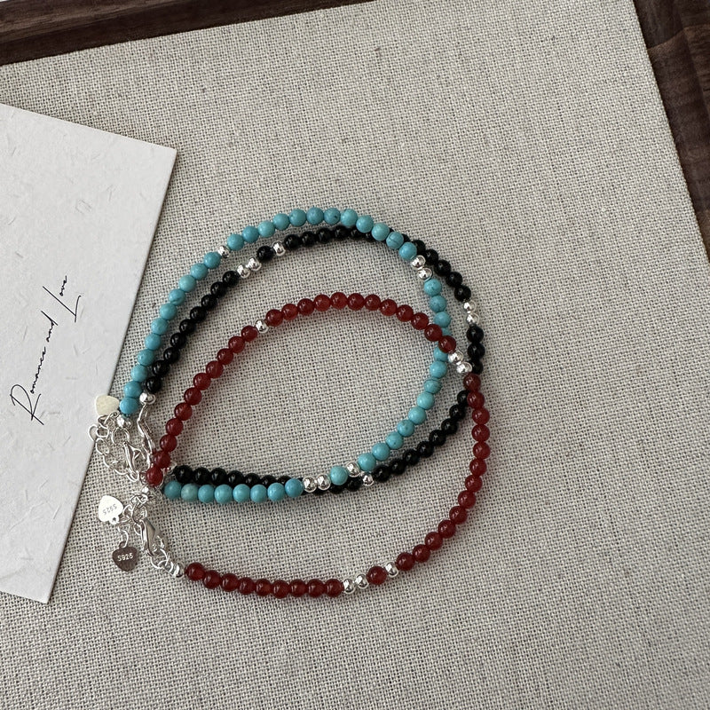 Bracelets fins simples en Agate Turquoise, Design Sier