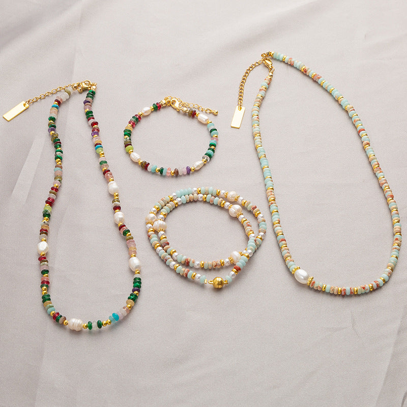 Women's Stone Colorful Pearl Glaze Dopamine Beaded Bracelets