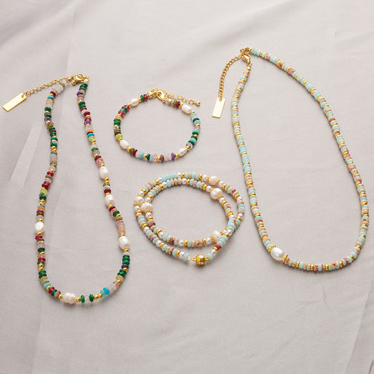 Women's Stone Colorful Pearl Glaze Dopamine Beaded Bracelets