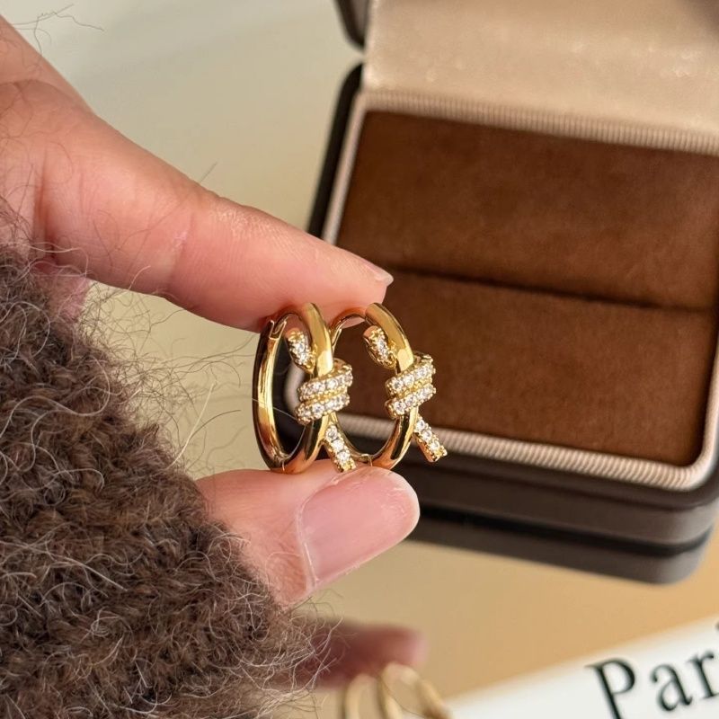 Bends Hitches Niche High-grade Twist Metal Ear Fashionable Rings