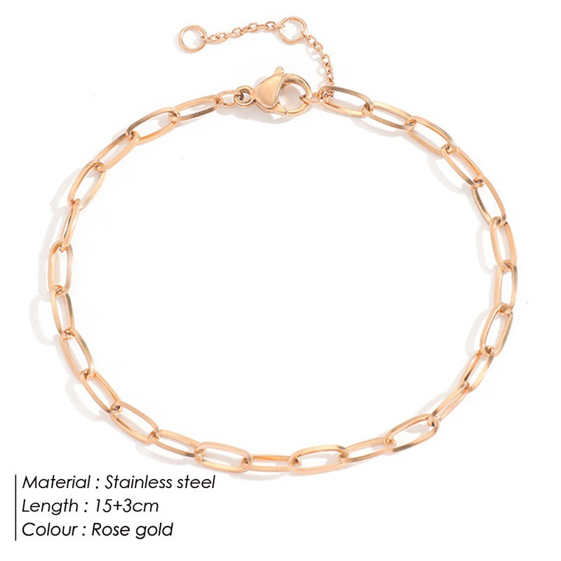 Women's Stainless Steel Brace Lace Gold-plated Chain Bracelets