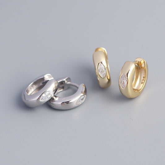 Metallic Ear Clip Sier Large Glossy Circle Horse Stud Earrings