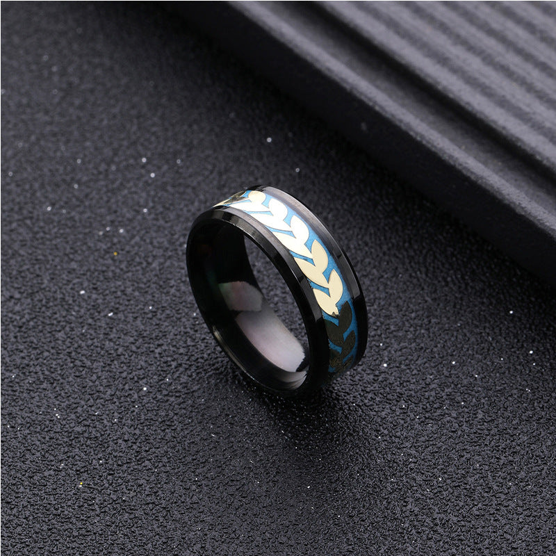 Leaves Honeycomb Titanium Steel Design Stainless Rings