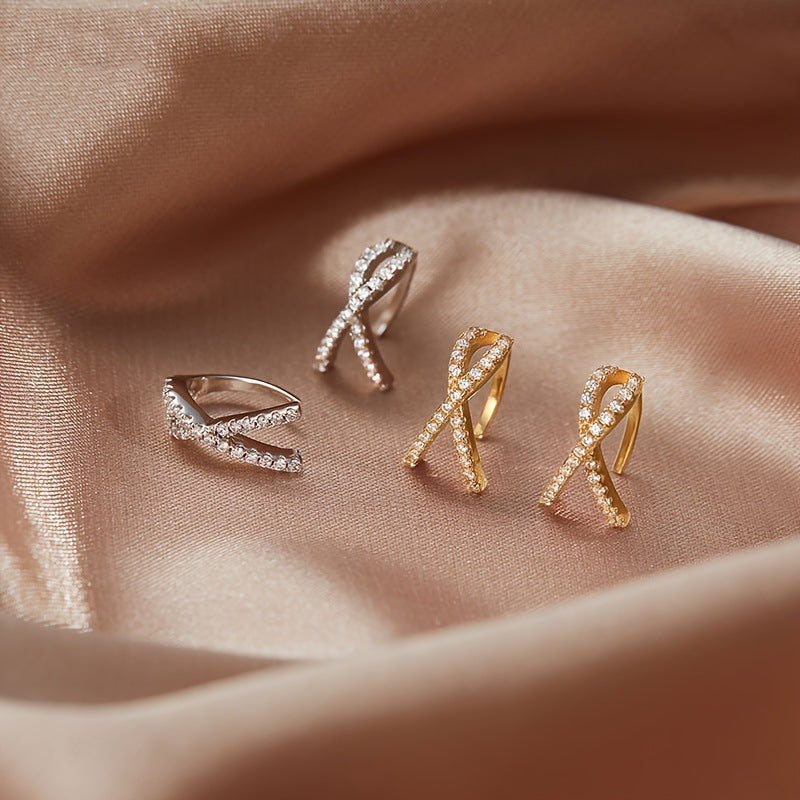 Simplicity Diamond Cross Temperamental Cold Style Simple Single Without Ear Clip