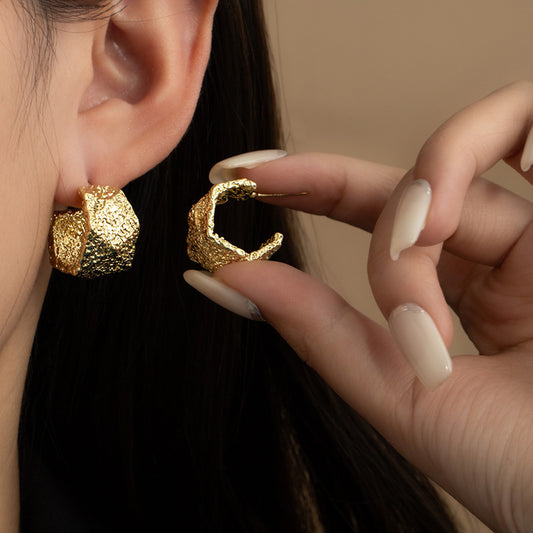 Irregular Pleated Shaped Ear Retro Design Special Earrings