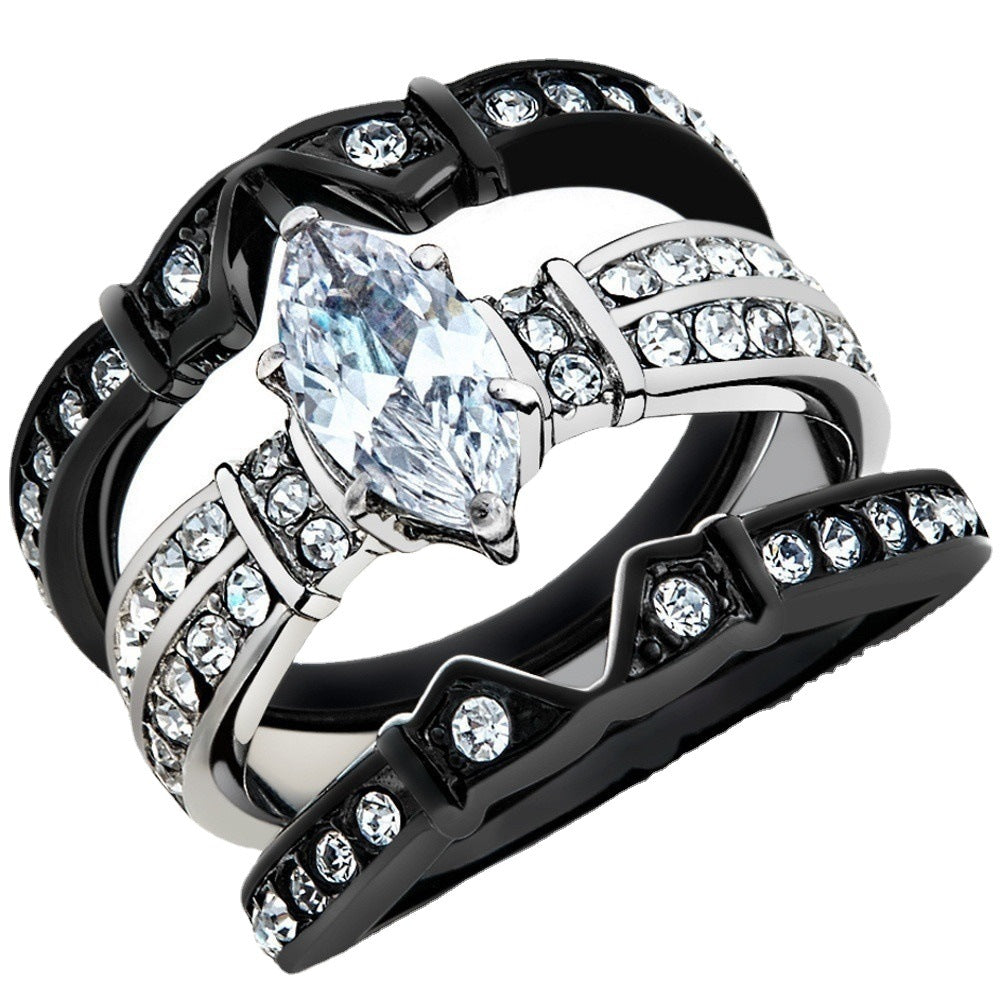 Luxury Set Zircon White Gold Plated Rings