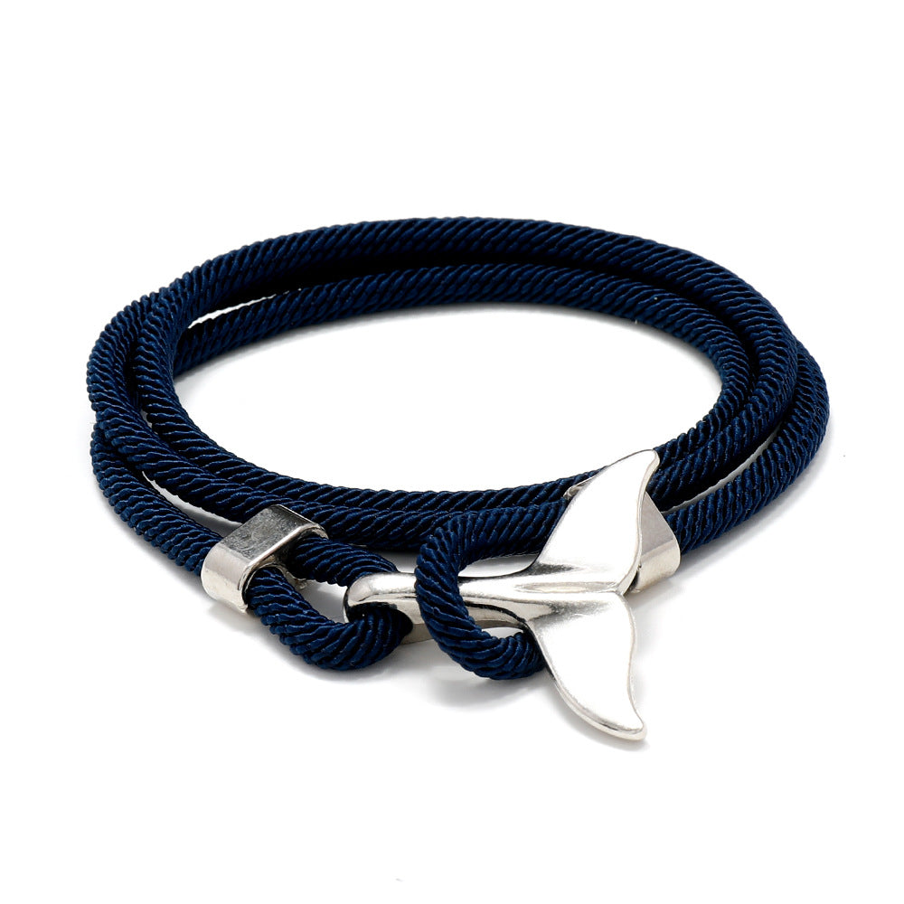 Women's & Men's & Ocean Series Boat Anchor Style Whale Tail Braided Rope Bracelets