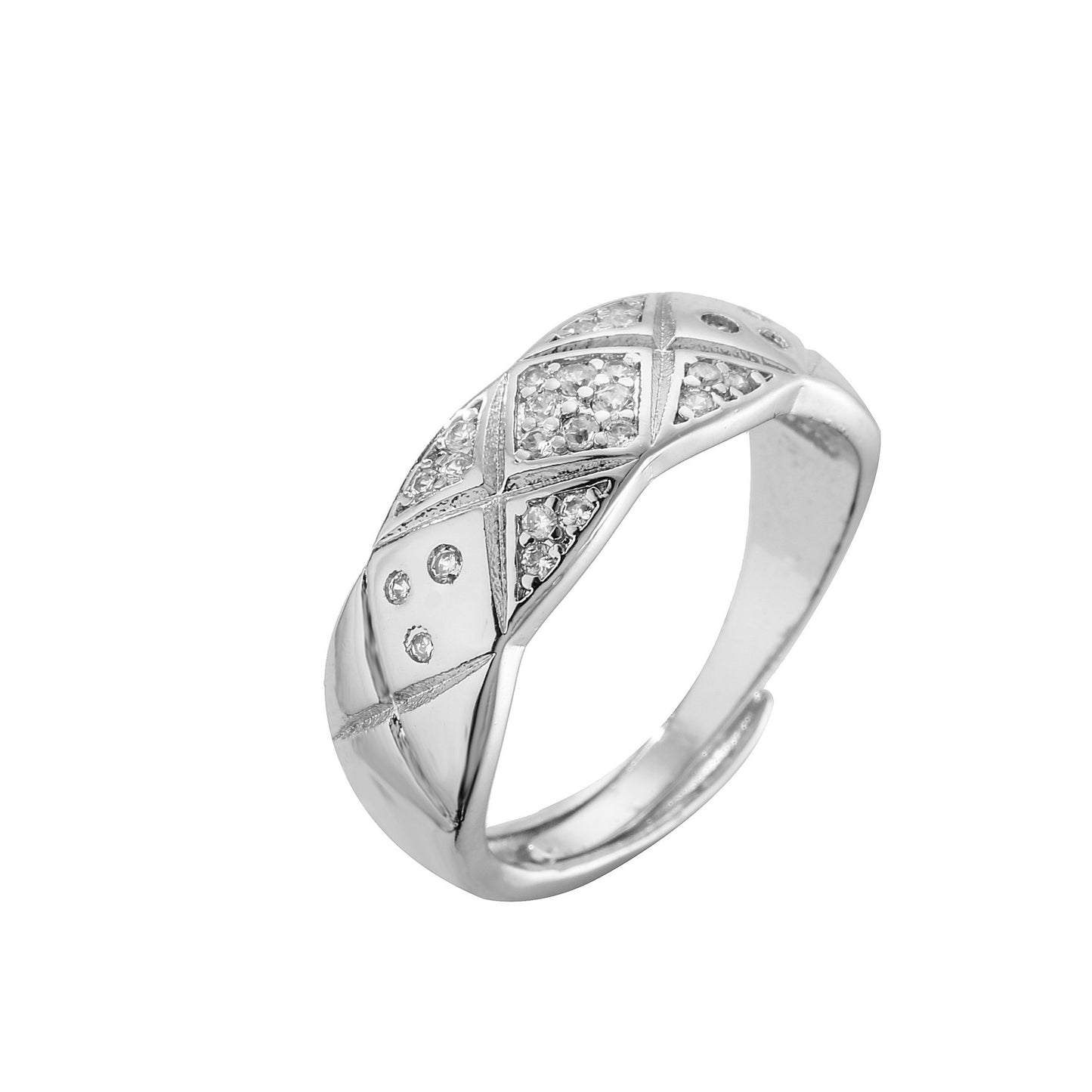 Style Diamond Plaid Zircon Pair For Rings