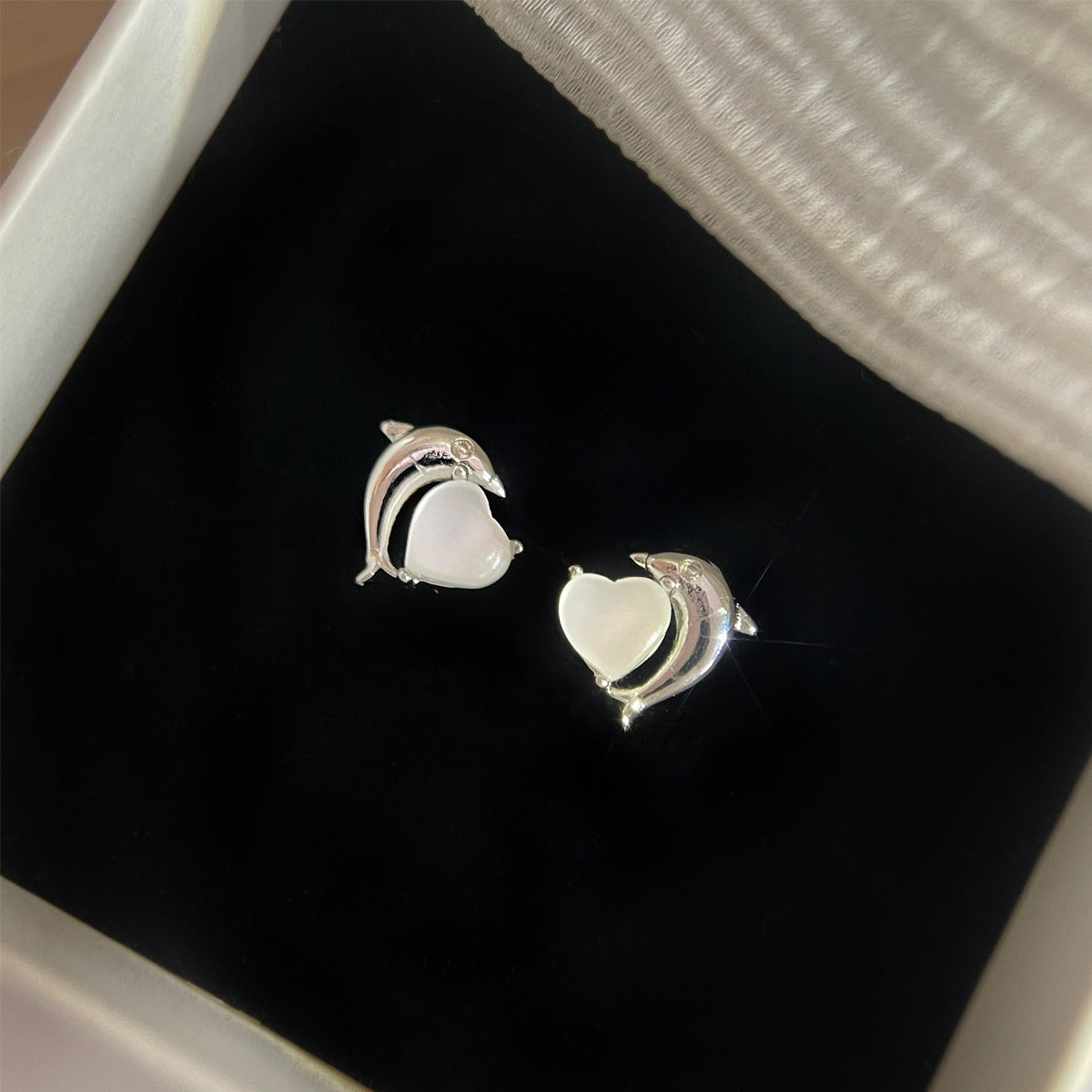 Dolphin Opal Stone Ear Female High-grade For Girlfriend Birthdays Valentine's Stud Earrings