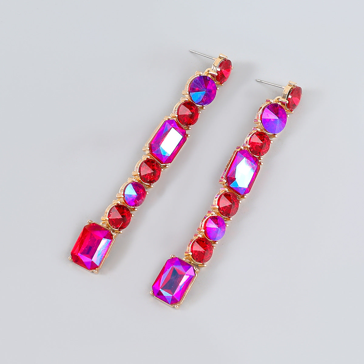 Women's Fashion Alloy Diamond Rhinestone Geometric Long Earrings