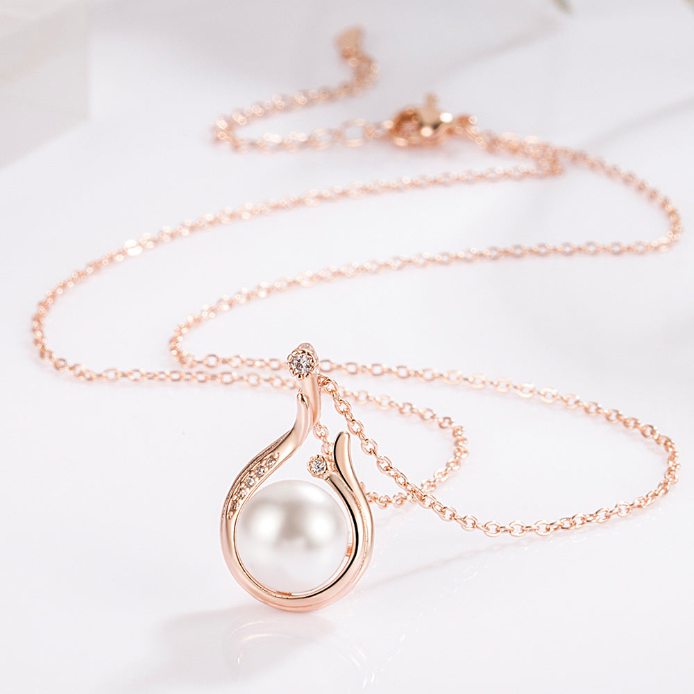 Pearl Eardrop Elegant High Sense Suit Clavicle Chain Gift Jewelry Set