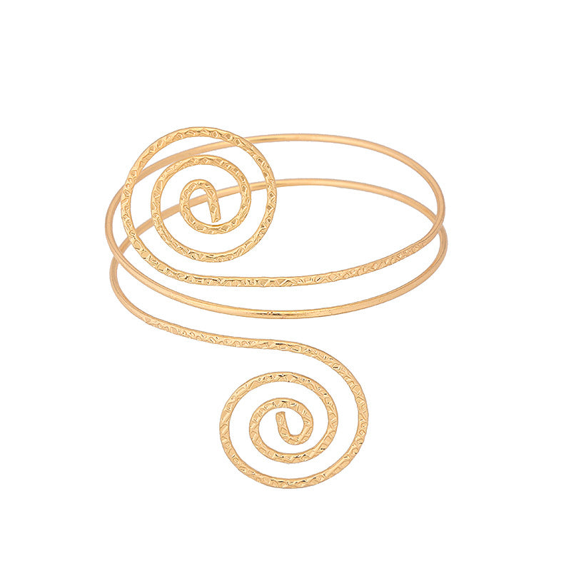 Geometric Spiral Armband Simple Temperament Texture Glossy Metal Arm Bracelet