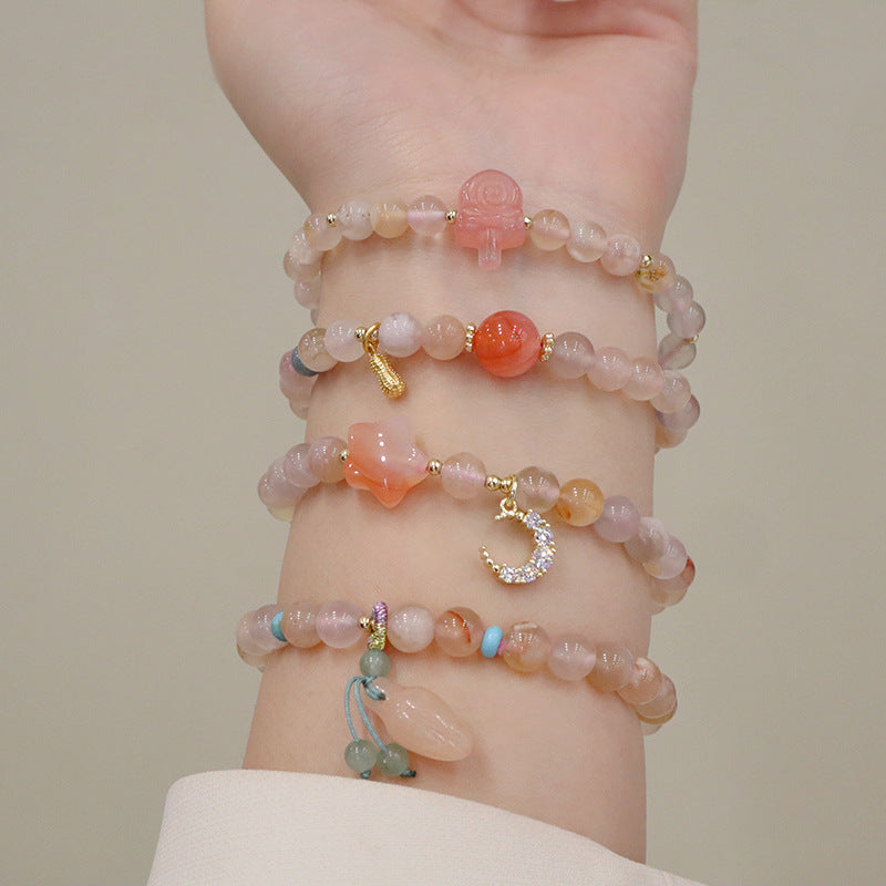 Petits bracelets frais en cristal naturel d'agate cerise